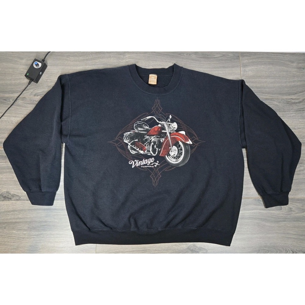 Motorcycle Sweatshirt Mens XL Black‎ Graphic Print George Classics
